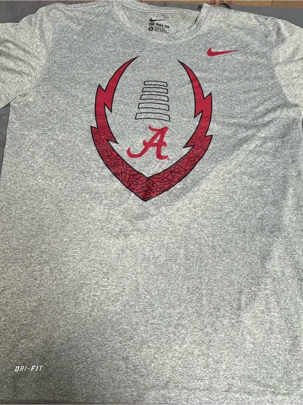 The Nike Tee Alabama Football Dri Fit Gray T-Shirt Size Medium Collegiate